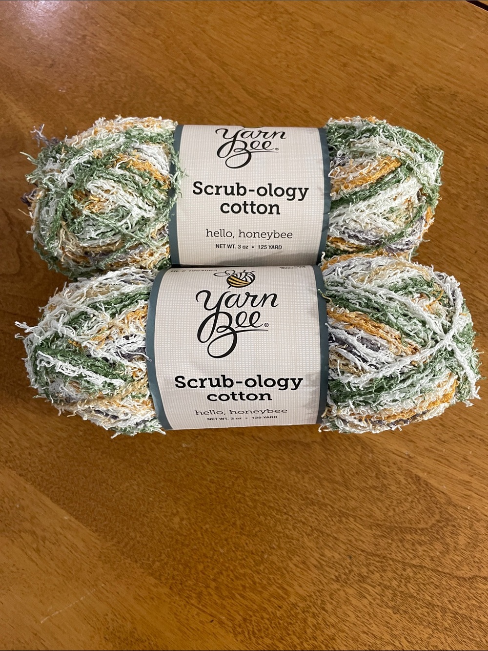 Yarn Bee Scrub-ology Cotton Yarn in hello honeybee (Green, White, and Yellow)